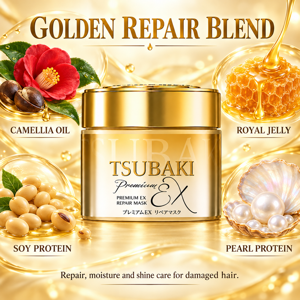 TSUBAKI Premium Repair Hair Mask 180g – 0-Second Rinse-Off Deep Conditioner
