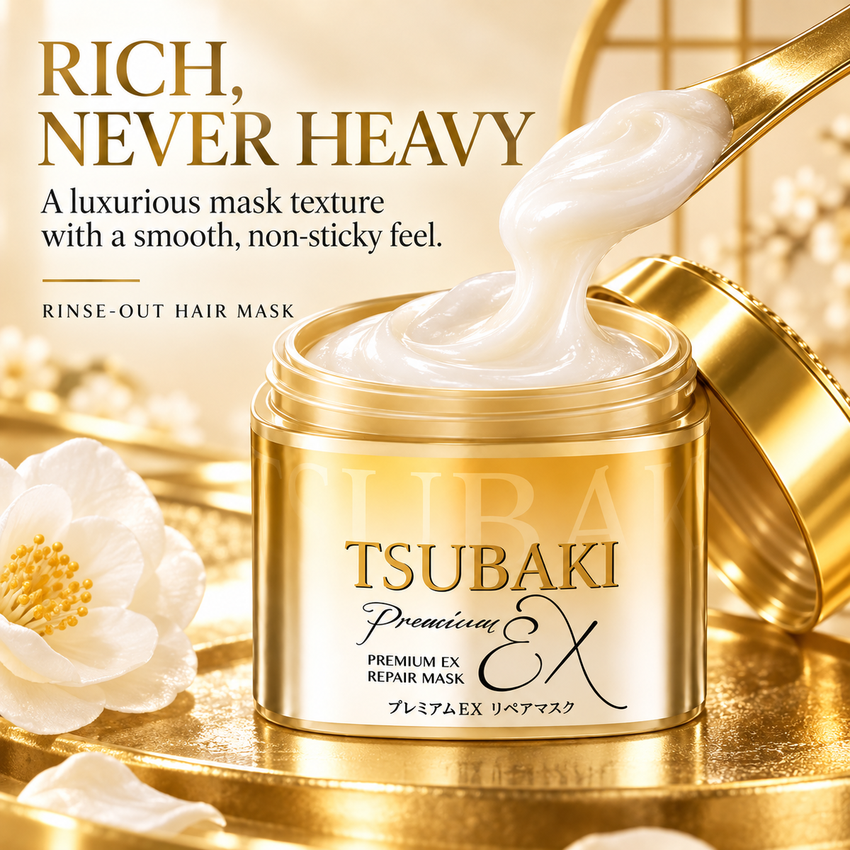TSUBAKI Premium Repair Hair Mask 180g – 0-Second Rinse-Off Deep Conditioner