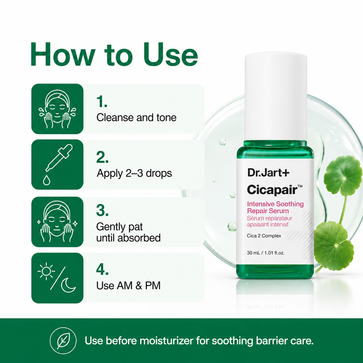 Dr.Jart Cicapair Intensive Serum 30ml, sensitive skin calming repair ampoule