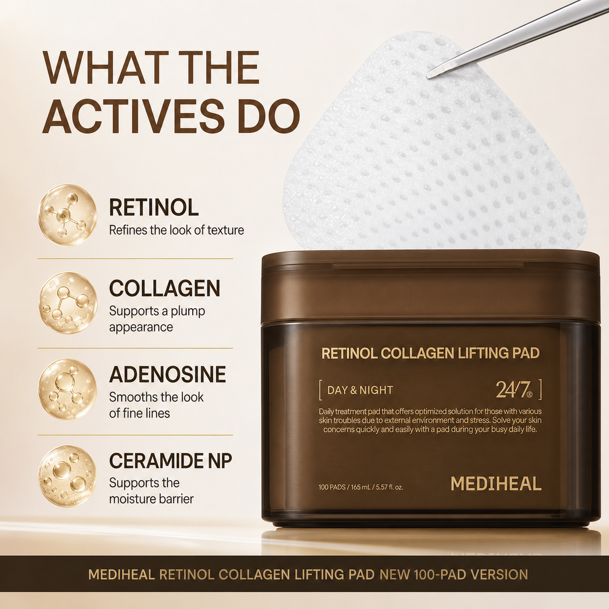 MEDIHEAL Retinol Collagen Lifting Pads — 100 Pads detail image
