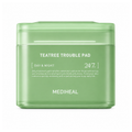 MEDIHEAL Teatree Trouble Pad – 100 Sheets, green soothing toner wipes for acne