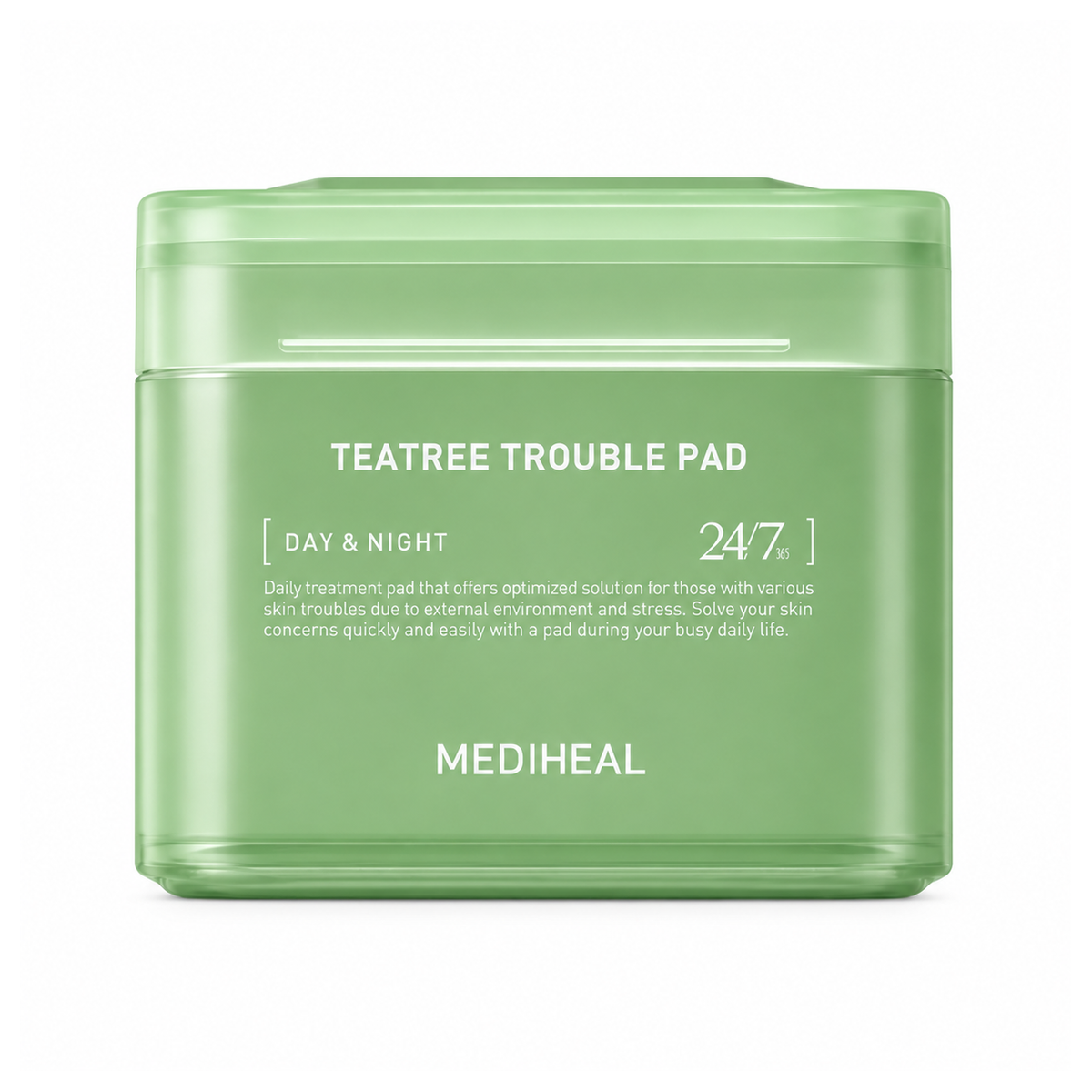 MEDIHEAL Teatree Trouble Pad – 100 Sheets, green soothing toner wipes for acne