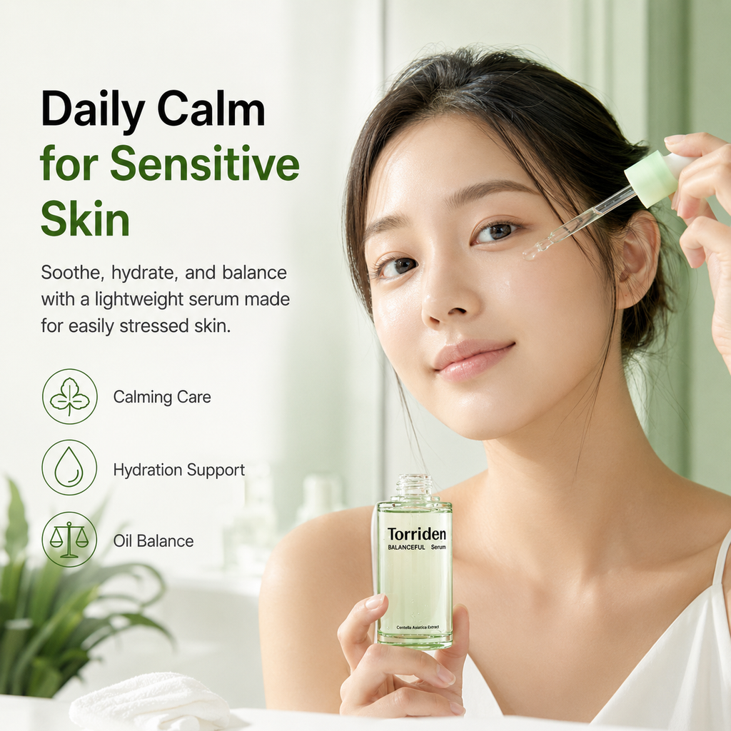 Torriden Cica Serum 50ml, soothing K-beauty essence for sensitive skin