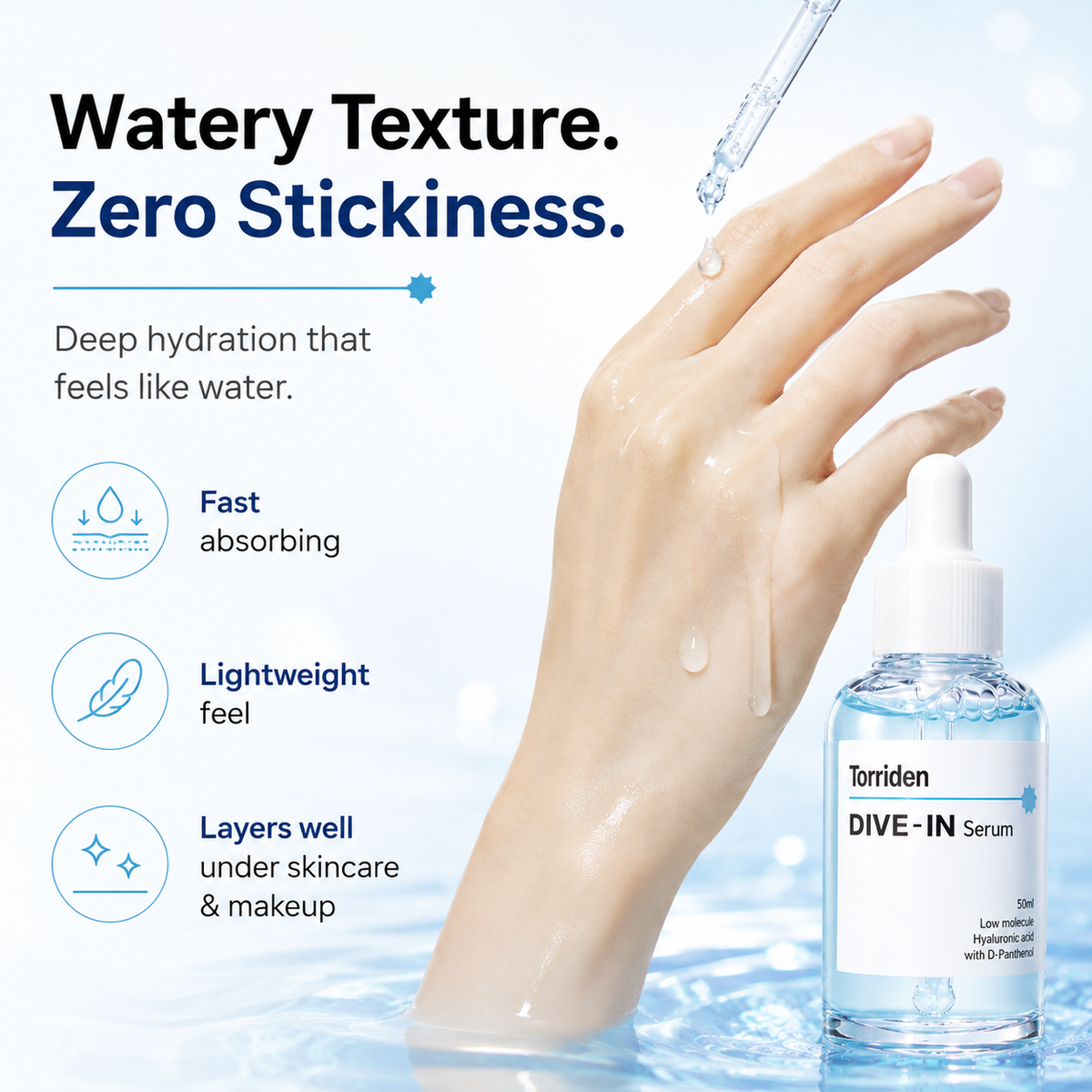 Torriden DIVE-IN Hyaluronic Acid Serum 50ml – Deep Hydration, Plump & Dewy