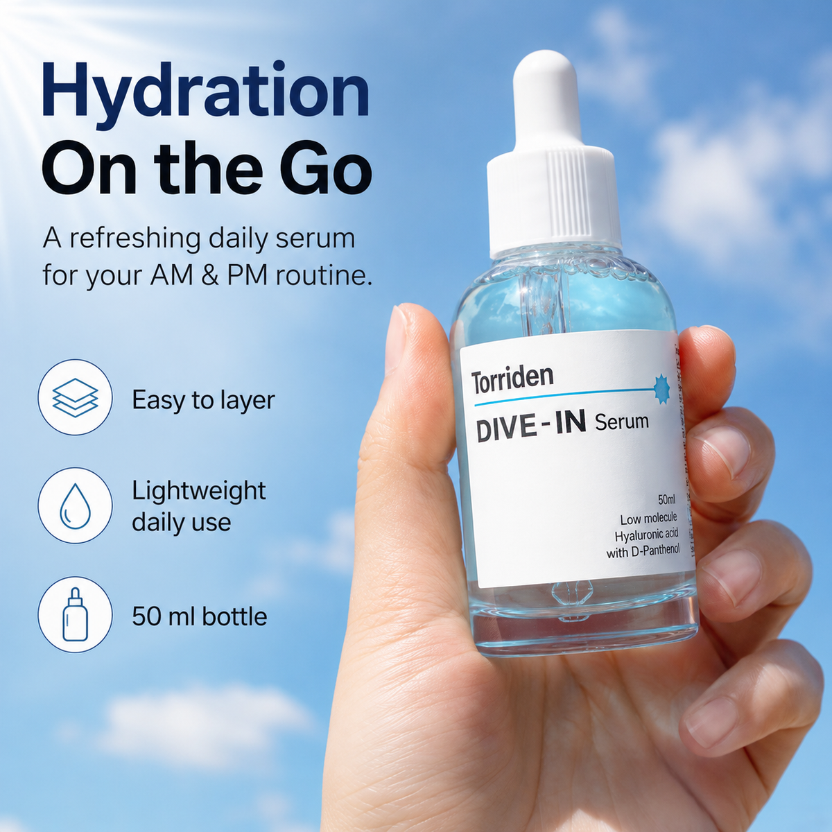 Torriden DIVE-IN Hyaluronic Acid Serum 50ml – Deep Hydration, Plump & Dewy