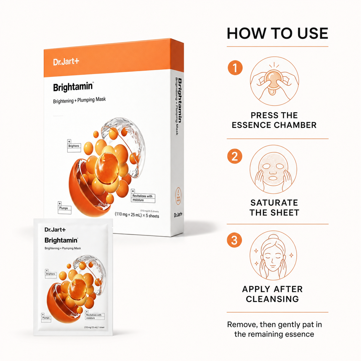 Dr.Jart+ Brightamin Brightening + Plumping Mask - 5 Sheets detail image