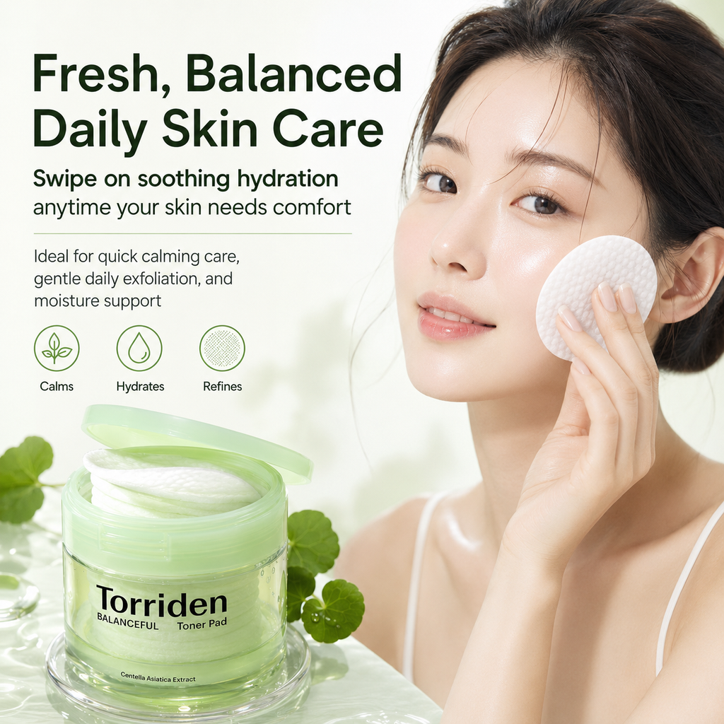 Torriden Cica Calming Toner Pad 60CT – Panthenol & Hyaluronic Acid for Deep