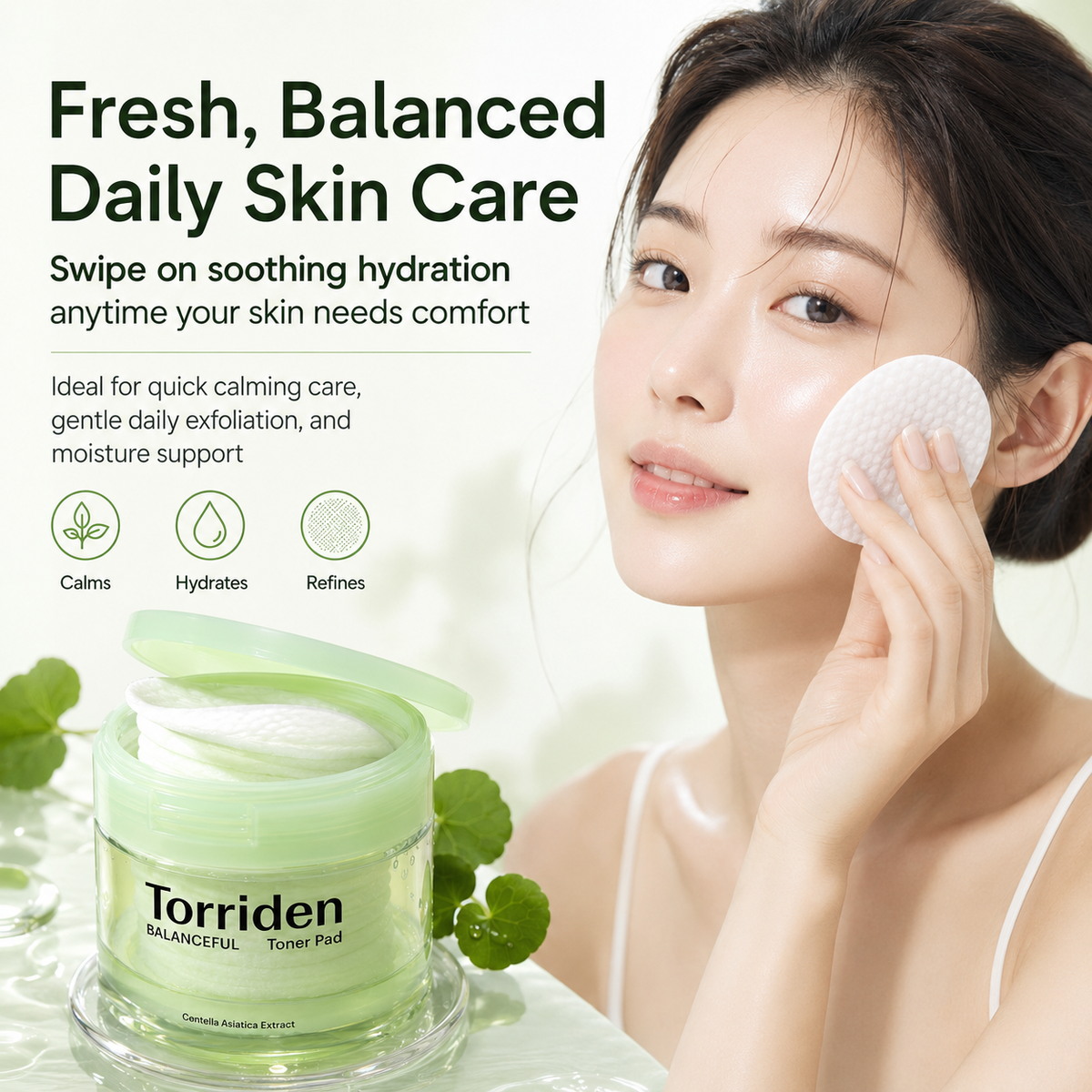Torriden Cica Calming Toner Pad 60CT – Panthenol & Hyaluronic Acid for Deep
