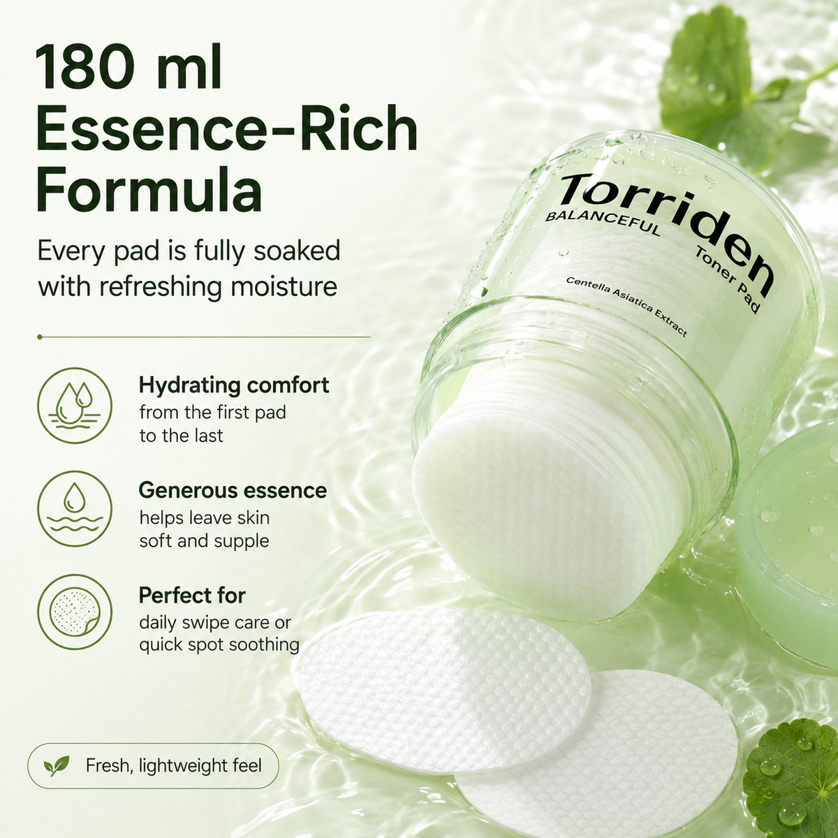 Torriden Cica Calming Toner Pad 60CT – Panthenol & Hyaluronic Acid for Deep
