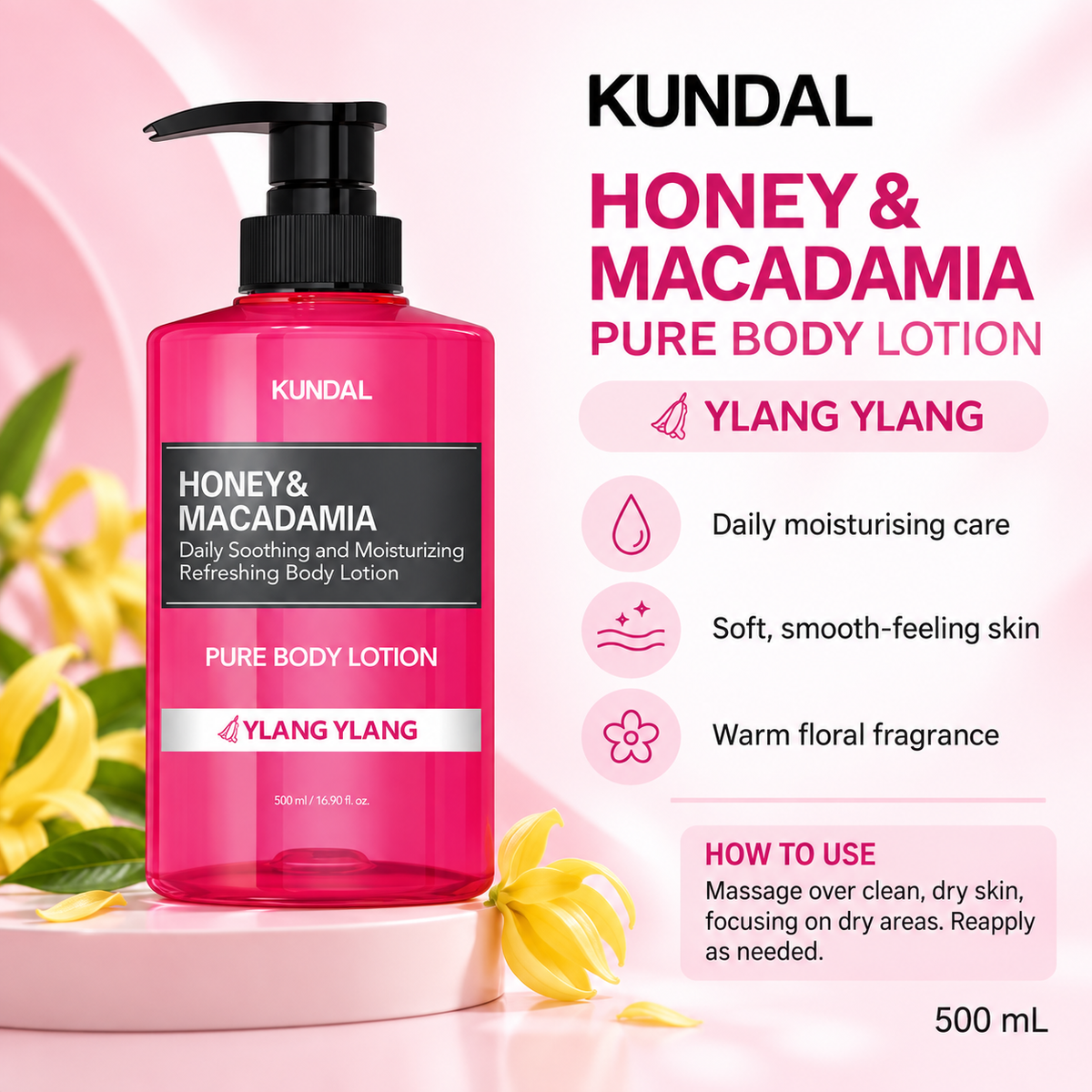 KUNDAL Honey & Macadamia Body Lotion Ylang Ylang 500ml