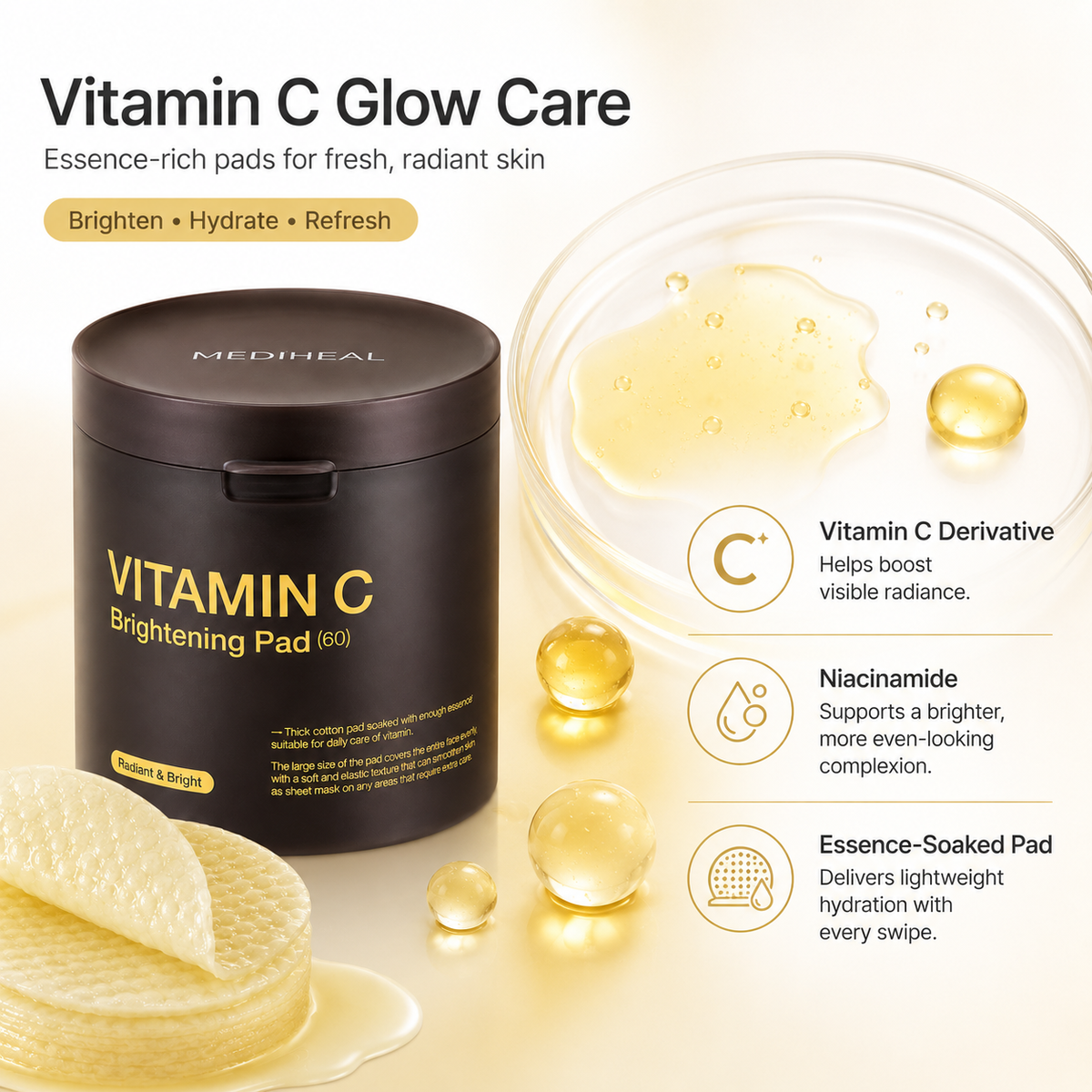MEDIHEAL Vitamin C Brightening Pad – 60 Pads detail image