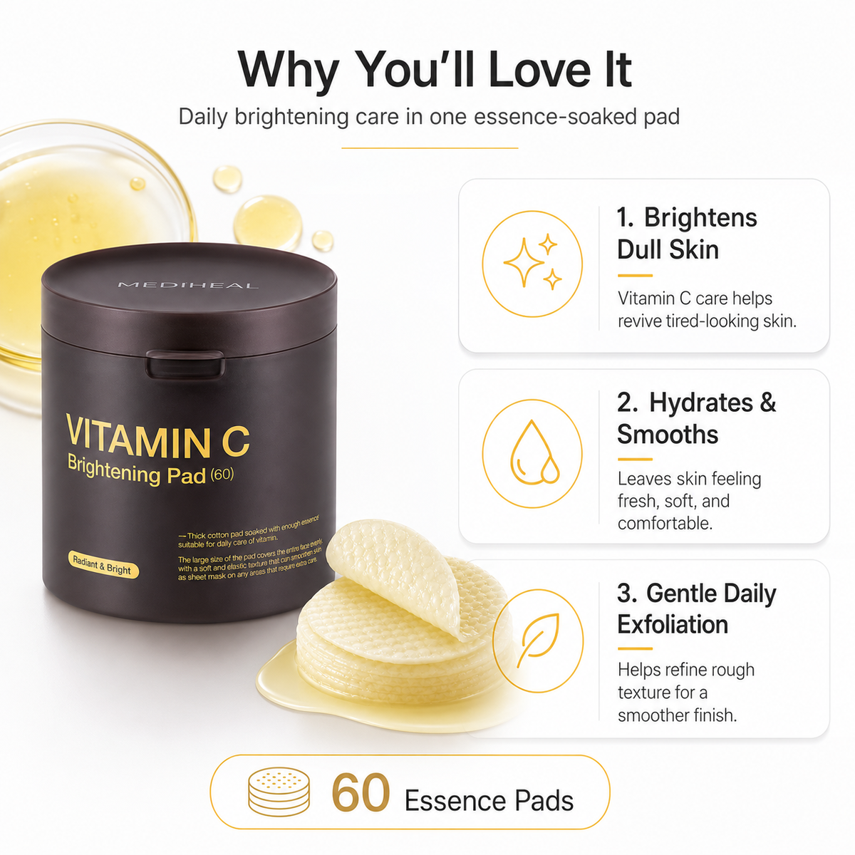 MEDIHEAL Vitamin C Brightening Pad – 60 Pads detail image